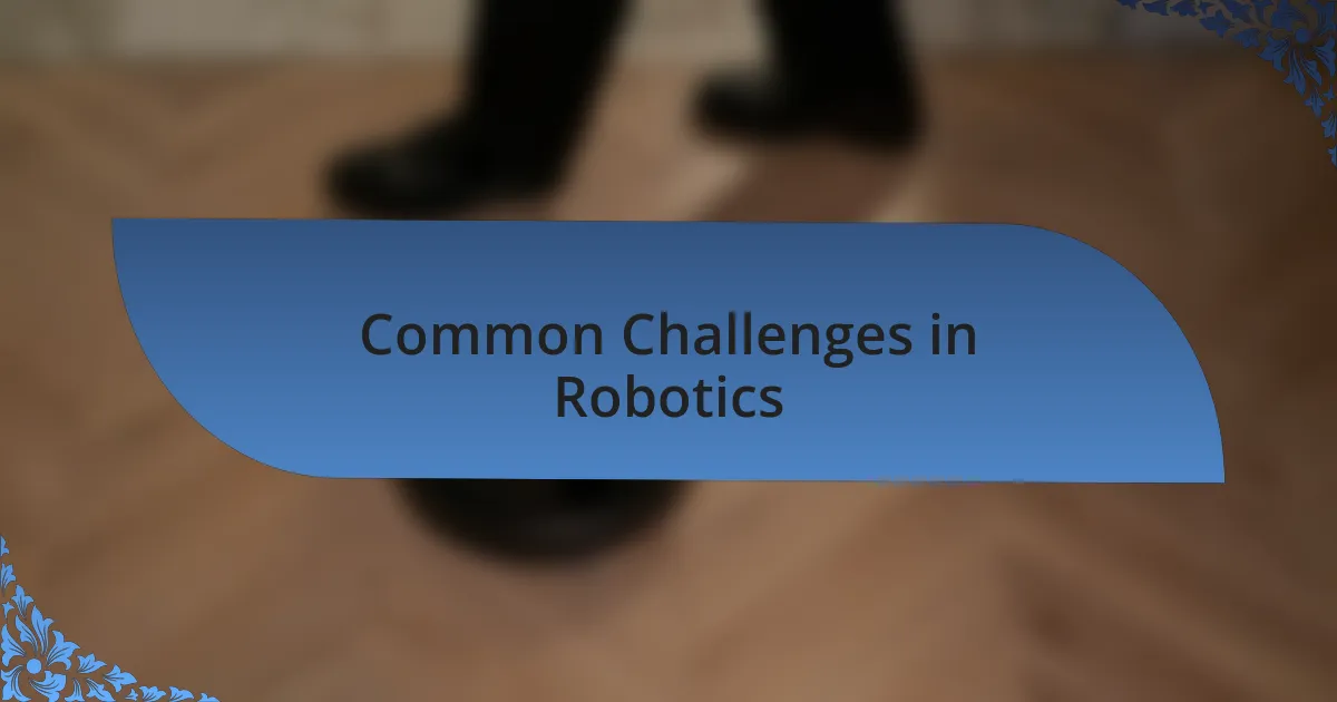 Common Challenges in Robotics
