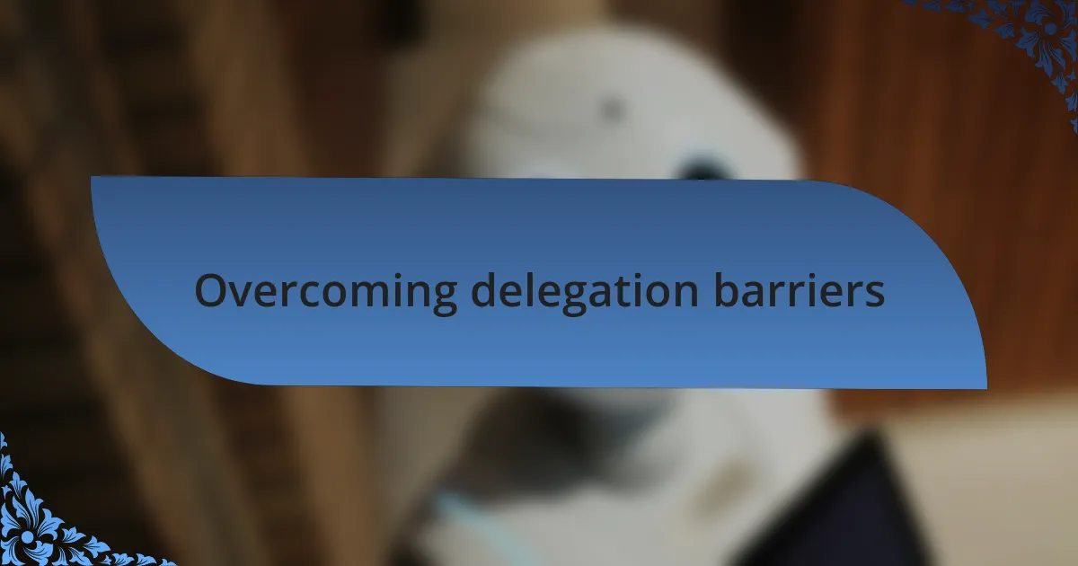 Overcoming delegation barriers
