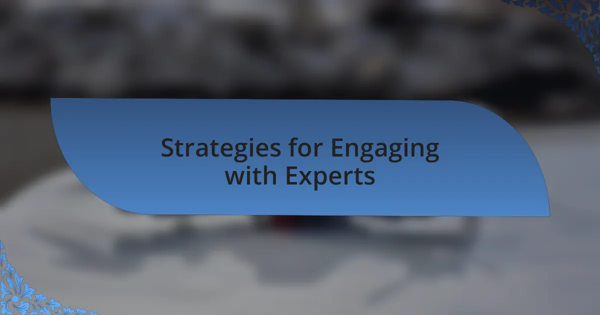 Strategies for Engaging with Experts