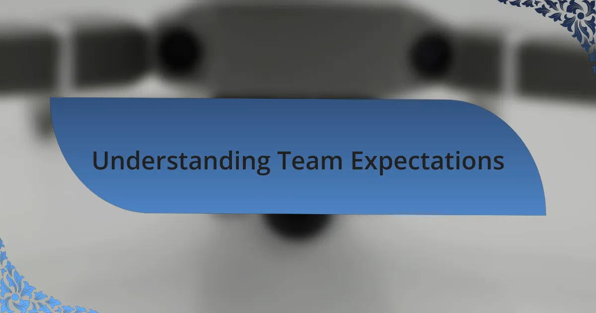 Understanding Team Expectations