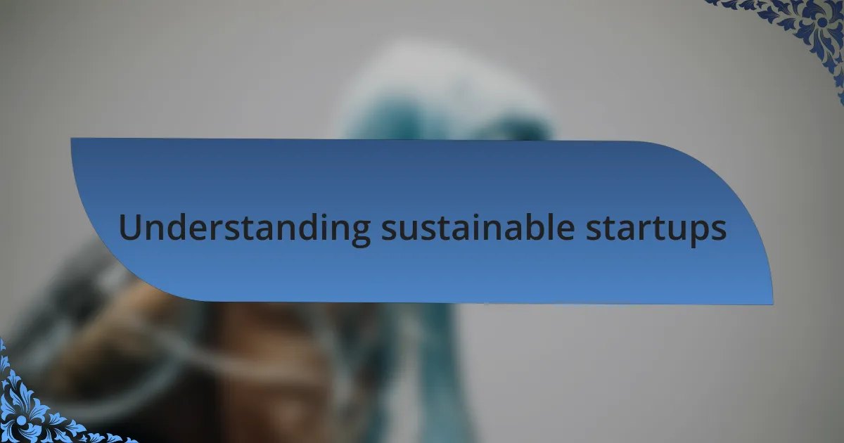 Understanding sustainable startups